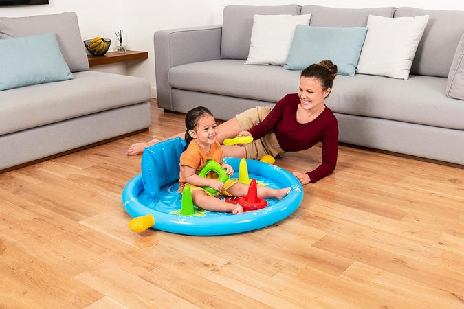 Piscina Gioco Gonfiabile Lil Seashapes Con Schienale Tetto Bimbi +6 Mesi Giardino 52568