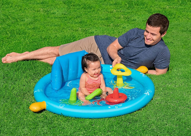 Piscina Gioco Gonfiabile Lil Seashapes Con Schienale Tetto Bimbi +6 Mesi Giardino 52568