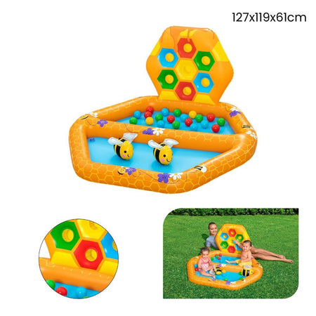 Piscina Gonfiabile Gioco Alveare Per Bambini Con 20 Palline 2 Api 127x119x61cm 52639