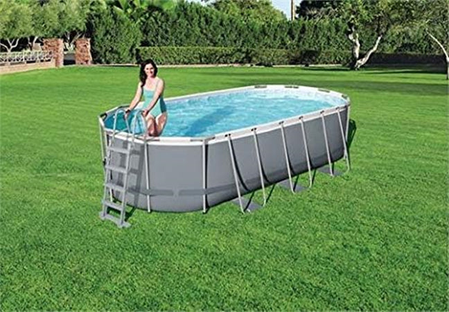 Scaletta Di Sicurezza Per Piscine 122cm Con Gradini In Plastica Telaio In Metallo 58331