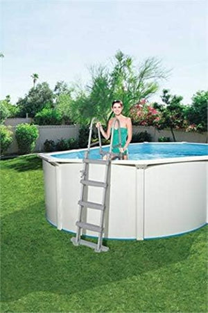 Scaletta Di Sicurezza Per Piscine 122cm Con Gradini In Plastica Telaio In Metallo 58331