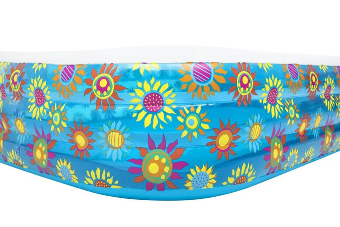 Piscina Gonfiabile Family Rettangolare A 3 Anelli Decoro Fiori 305x183x56 Cm 54121