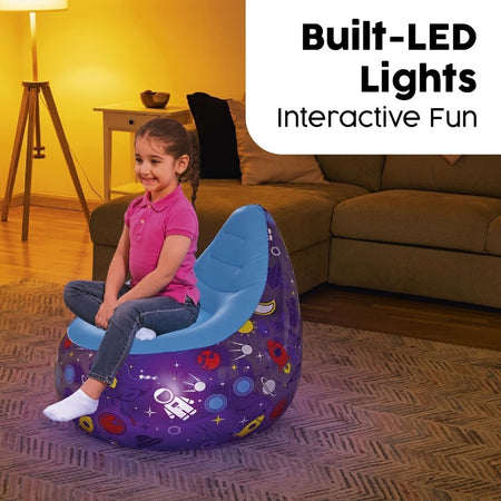 Poltrona Gonfiabile Astro Glow Luce Led Design Astronauti Spazio 72x72x64 Cm 75122