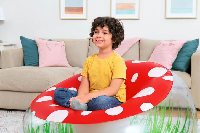 Poltrona Gonfiabile Per Bambini Mighty Mushroom Design Fungo Con Erba 112x112x66cm 75123