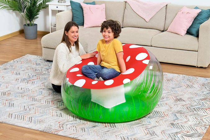 Poltrona Gonfiabile Per Bambini Mighty Mushroom Design Fungo Con Erba 112x112x66cm 75123
