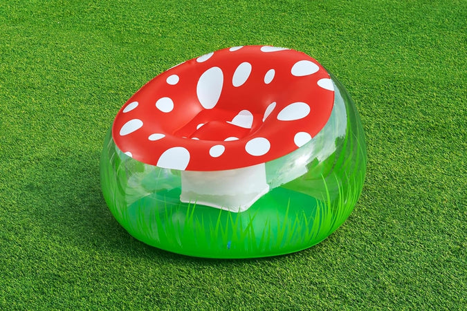 Poltrona Gonfiabile Per Bambini Mighty Mushroom Design Fungo Con Erba 112x112x66cm 75123