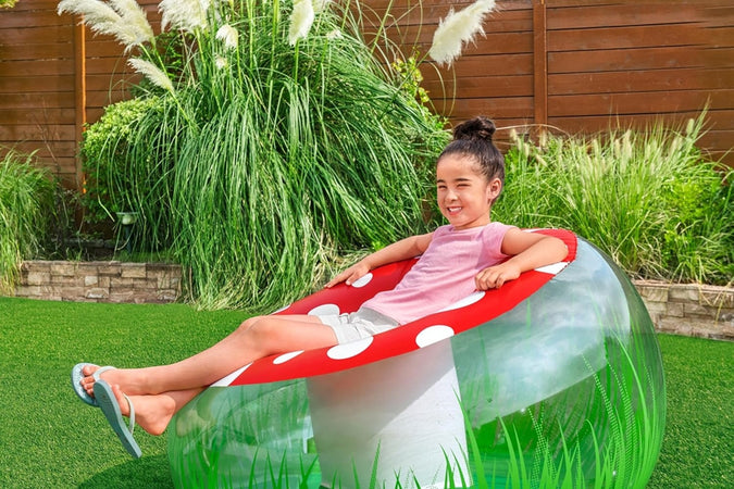 Poltrona Gonfiabile Per Bambini Mighty Mushroom Design Fungo Con Erba 112x112x66cm 75123