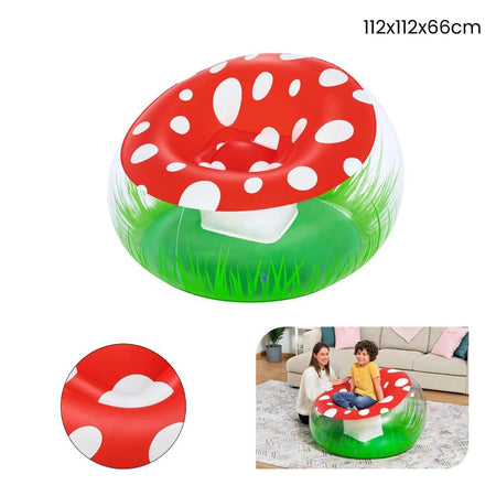 Poltrona Gonfiabile Per Bambini Mighty Mushroom Design Fungo Con Erba 112x112x66cm 75123