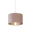Sospensione Contemporanea Tamburo Acciaio Rosa Tessuto Argento 1 Luce D28Cm