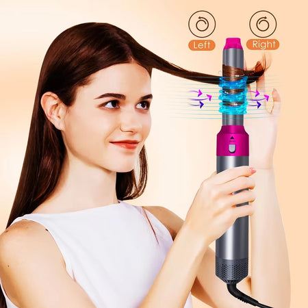 Asciugacapelli 5 In 1 Set Spazzole Capelli Pettine Ad Aria Calda Arricciacapelli