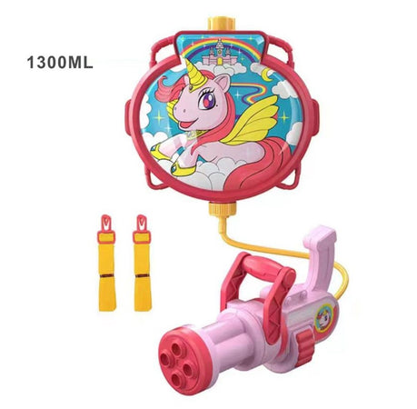 Pistola Ad Acqua Con Zaino Giocattolo Per Bambini Unicorno Spiaggia Estate 1300ml 618547