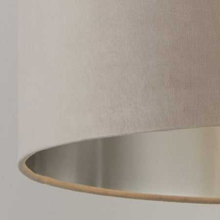 Sospensione Contemporanea Tamburo Tessuto Argento Tortora 1 Luce D38Cm