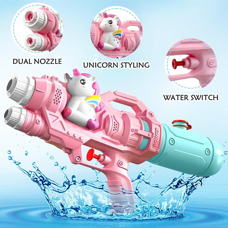 Pistola Ad Acqua Per Bambini A Forma Di Unicorno Giocattolo A Doppio Spruzzo 21cm 618559
