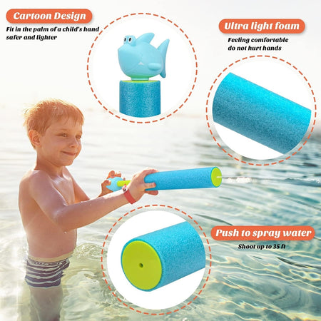 Tubo Pistola Spara Acqua 30x5cm Schiuma Con Pesciolino Giocattolo Per Bambini 6559072