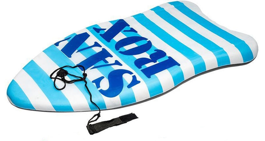 Tavoletta Mare Eps 84cm Bodyboard Surf Stripe Righe Con Scritta Con Corda Caviglia 3501025
