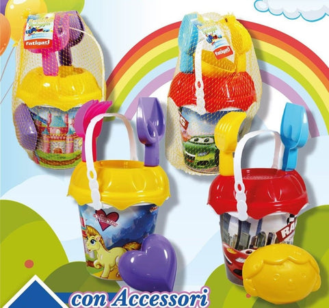 Set Secchiello Da Spiaggia Con Accessori Giochi Mare Estate Varie Fantasie 452439