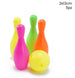 Set 5pz Da Bowling Birilli Con Pallina In Plastica Colorati 2x13cm Per Bambini 258235