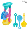 Set Giochi Da Spiaggia Per Bambini 4pz Con Mulino Rastrello Palette 10x23cm 258268