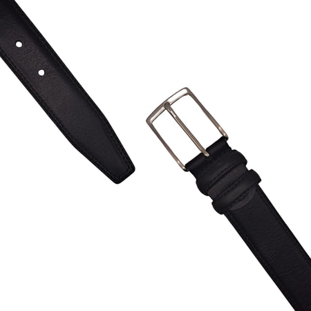 Ecoprice Cintura Cinta Uomo In Vera Pelle Made in Italy Cuoio Casual Classica Regolabile Nera