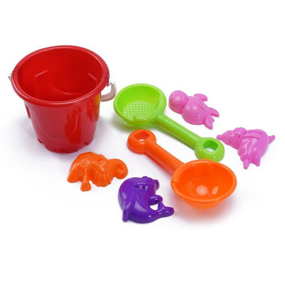 Secchiello Con Palette Formine Sabbia Mare Giochi Per Bambini Kit 7 Pz 11x13cm 258297