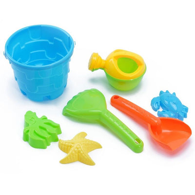 Set Giochi Sabbia 7pz Secchiello Palette Formine Innaffiatoio Per Bambini 11x15cm 258298