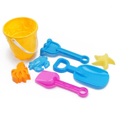 Kit 7pz Secchiello Con Palette Formine Rastrello Mare Giochi Per Bambini 12x15cm 258305