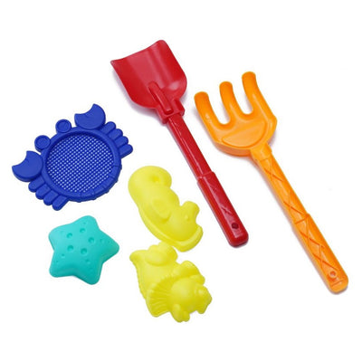 Set 6pz Giochi Bambini Mare Spiaggia Con Paletta Rastrello 28cm Formine Setaccio 258330