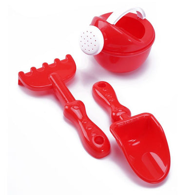 Kit 3pz Paletta Rastrello Innaffiatoio Spiaggia Mare Giochi Per Bambini 10cm Rosso 258331