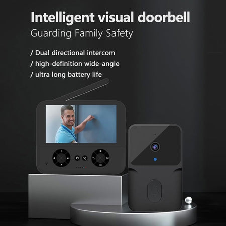 Videocitofono Wireless Telecamera Schermo Ips 4,3" Visione Notturna Audio Bidirezionale