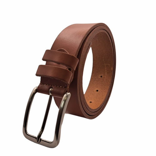 Ecoprice Cintura Cinta Uomo In Vera Pelle Made in Italy Cuoio Casual Classica Regolabile Marrone