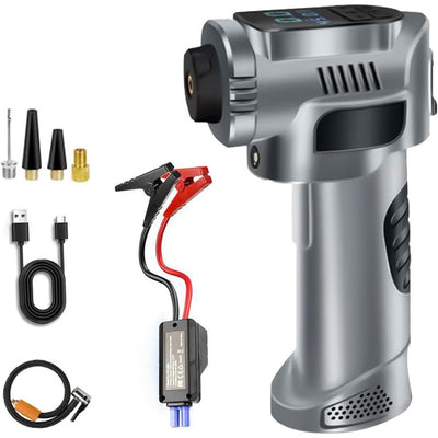 Compressore D'aria Portatile Pompa Elettrica Wireless 4in1 8000mah Con Luce Emergenza Auto