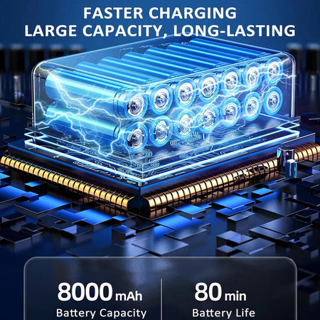 Compressore D'aria Portatile Pompa Elettrica Wireless 4in1 8000mah Con Luce Emergenza Auto