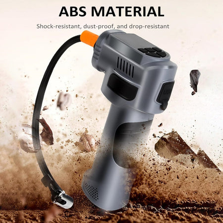 Compressore D'aria Portatile Pompa Elettrica Wireless 4in1 8000mah Con Luce Emergenza Auto
