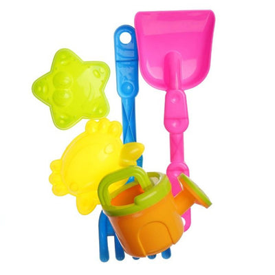 Set Giocattoli Spiaggia 5pz Bambini Paletta Innafiatoio Rastrello Formine Marine 618566