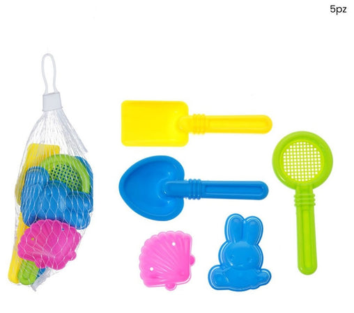 Set Giocattoli Da Spiaggia Per Bambini 5pz Formine Paletta Setaccio Cucchiaio 618565