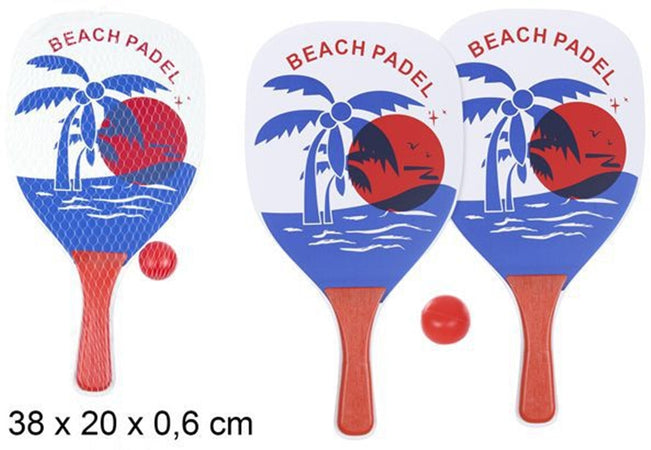 Set Racchette Da Spiaggia Rettangolari Design Palma 38x20x0.6 Cm Con Pallina 186238