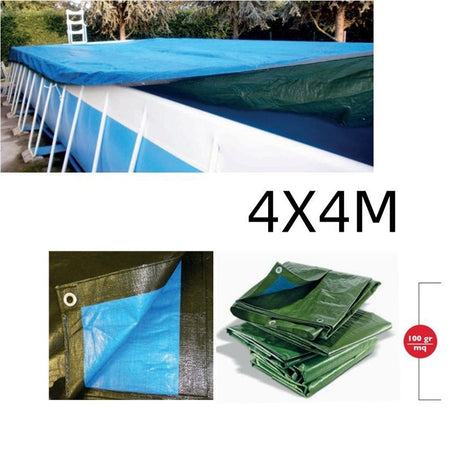 Telone Rafia 100gr Copertura Per Piscina 4x4mt Impermeabile Resistente Occhielli 401785