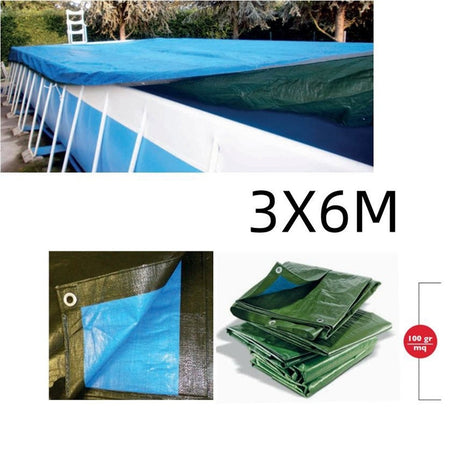 Telone Rafia 100gr Copertura Per Piscina 3x6mt Impermeabile Resistente Occhielli 406247
