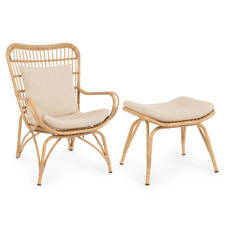 Poltrona "Lounge" con poggiapiedi in alluminio effetto rattan da giardino