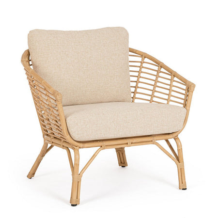 Poltrona "Mabel" con braccioli in alluminio effetto rattan da giardino