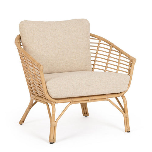 Poltrona Mabel con braccioli in alluminio effetto rattan da giardino