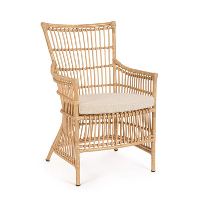 Sedia Adelma con braccioli in alluminio effetto rattan da giardino