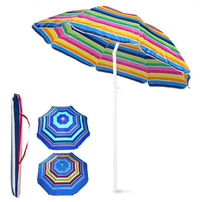 Ombrellone Da Spiaggia Mare Multicolore 180 Cm Palo Con Snodo Custodia Trasporto 615155