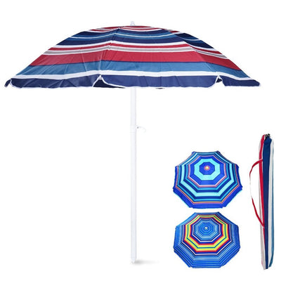 Ombrellone Spiaggia Mare 180cm Strisce Multicolore Regolabile Con Sacca Trasporto 618407