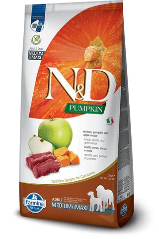Farmina N&D Pumpkin mangime secco Cani Adulti Medium Maxi cervo e mela 12 kg