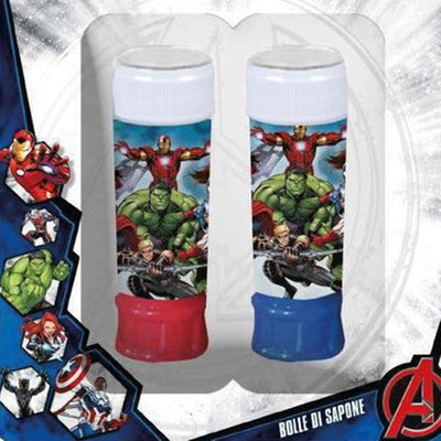 Set Da 2pz Flacone Bolle Di Sapone Stampa Avengers 60ml Blister Per Gioco Bambini 207933