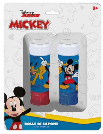 Set Da 2pz Flacone Bolle Di Sapone Mickey Topolino 60ml Blister Per Gioco Bambini 207995