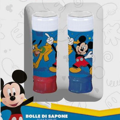 Set Da 2pz Flacone Bolle Di Sapone Mickey Topolino 60ml Blister Per Gioco Bambini 207995