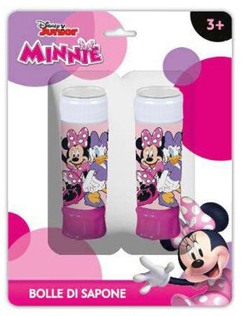 Set Da 2pz Flacone Bolle Di Sapone Minnie Paperina 60ml Blister Per Gioco Bambini 208343