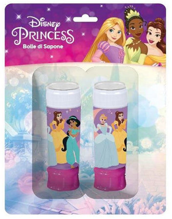 Set Da 2pz Flacone Bolle Di Sapone Stampa Princess 60ml Blister Per Gioco Bambini 209821